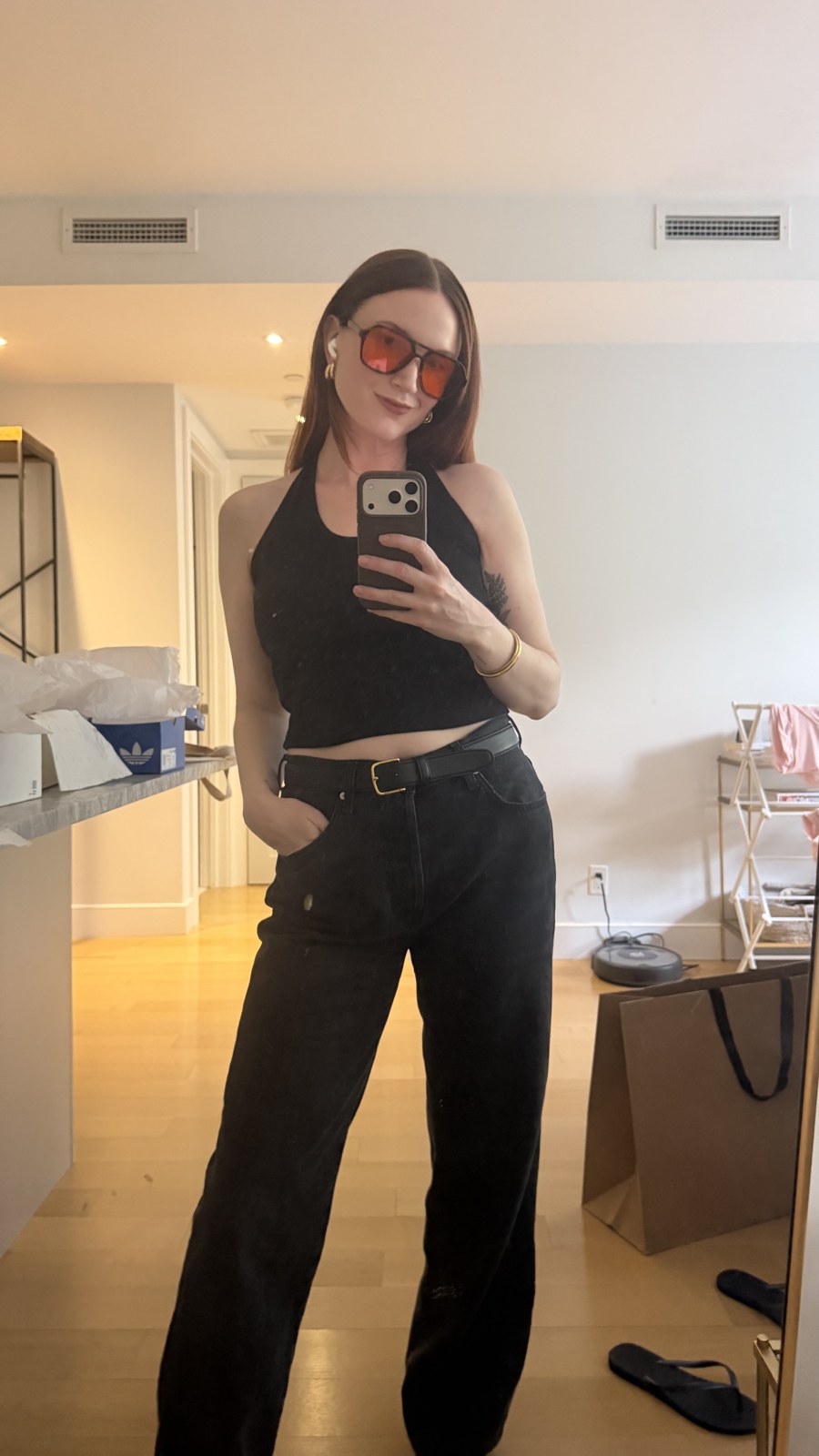 Morning Rave frames worn with black denim